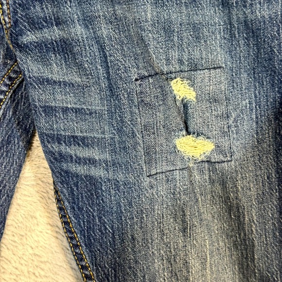 Levi's 501 Womens Jeans 16 Blue Denim Distressed Button-Fly Original Fit M1902 - Picture 4 of 12